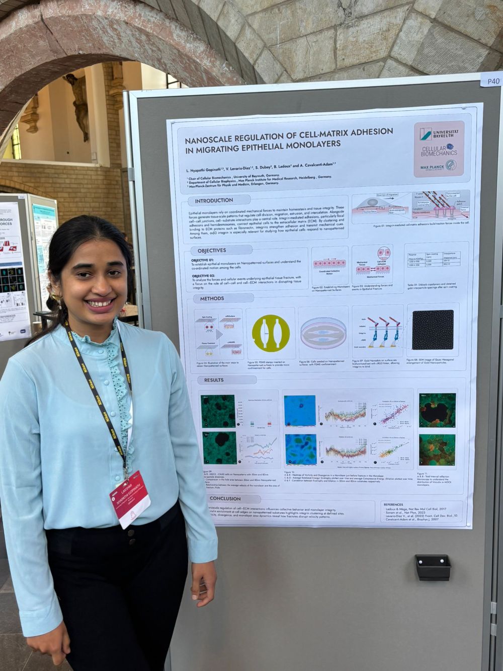 Lakshmi Nyapathi-Gopinath attending CellMech 2025 and presenting a poster
